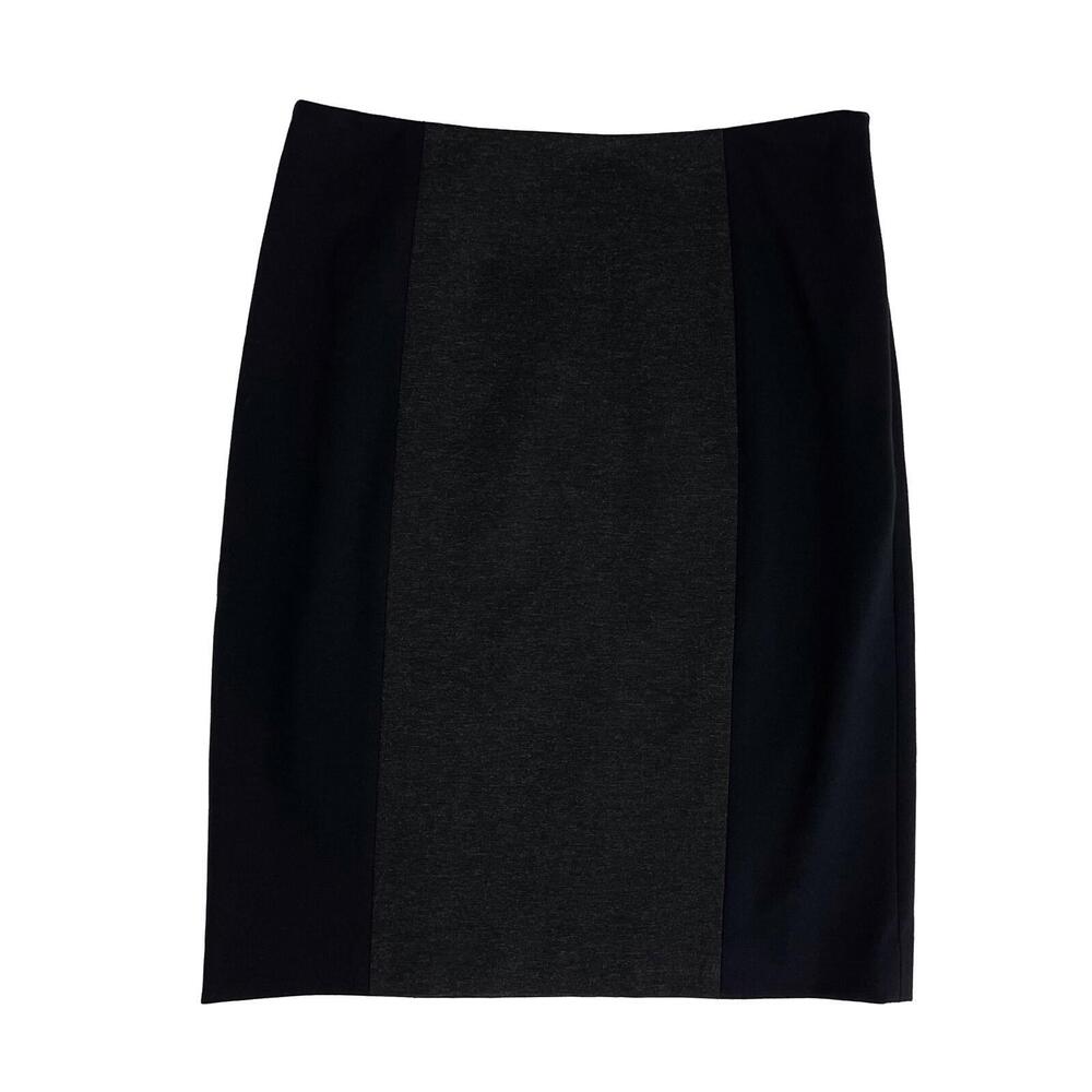 Halogen Women’s Size 2 Black Grey Colorblock Stretch Knee Length Pencil Skirt